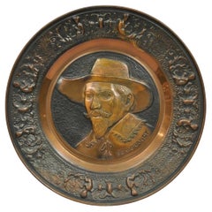 Vintage geprägte Kupfer "Rembrandt" Self-Portrait Wand hängende Charger Plaque