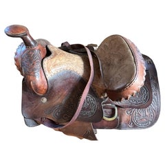Used Embossed Leather King's Saddle circa 1960