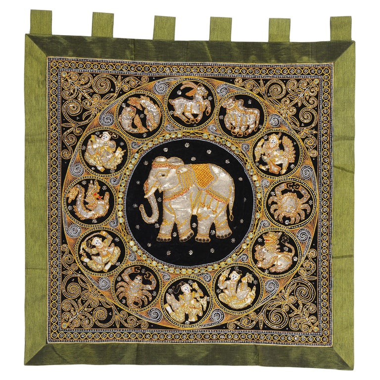 Tapssere ndenne hppe double, éléphant Mandala, couvre-lt mural
