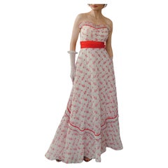 Vintage Embroidered Eyelet Bustier Gown