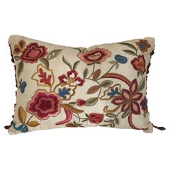 Cuscino lombare ricamato floreale vintage con frange di perline
