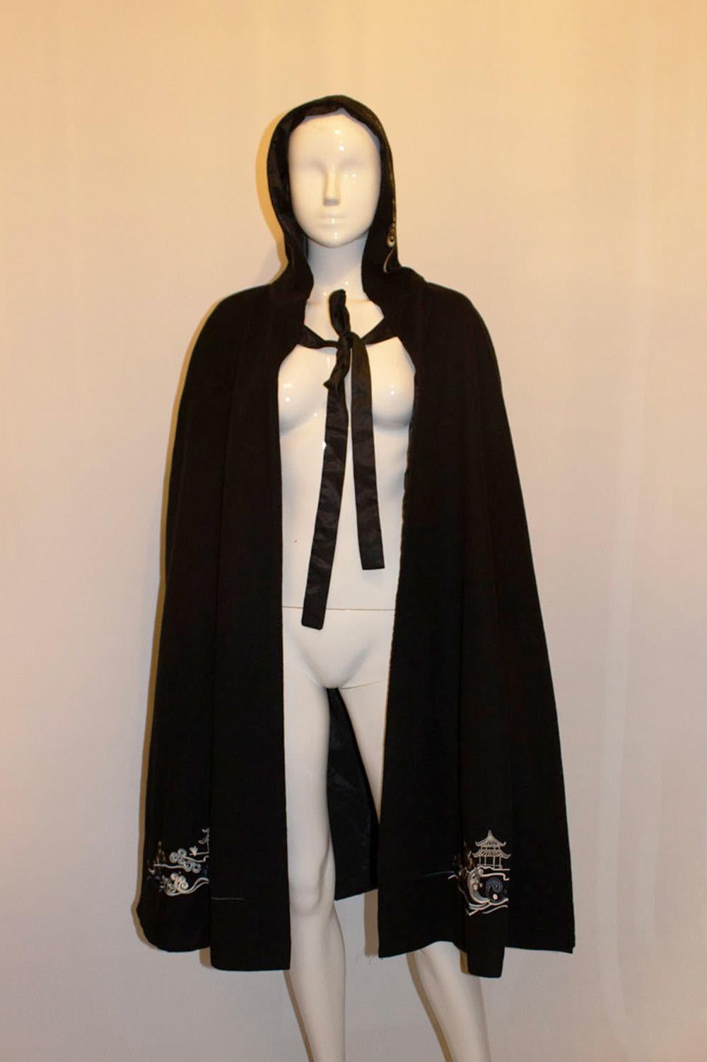 Women's or Men's Vintage Embroidered Hooded Cape For Sale