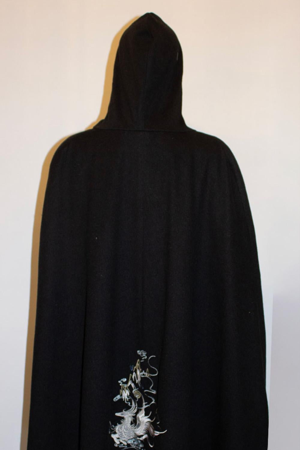 Vintage Embroidered Hooded Cape For Sale 1