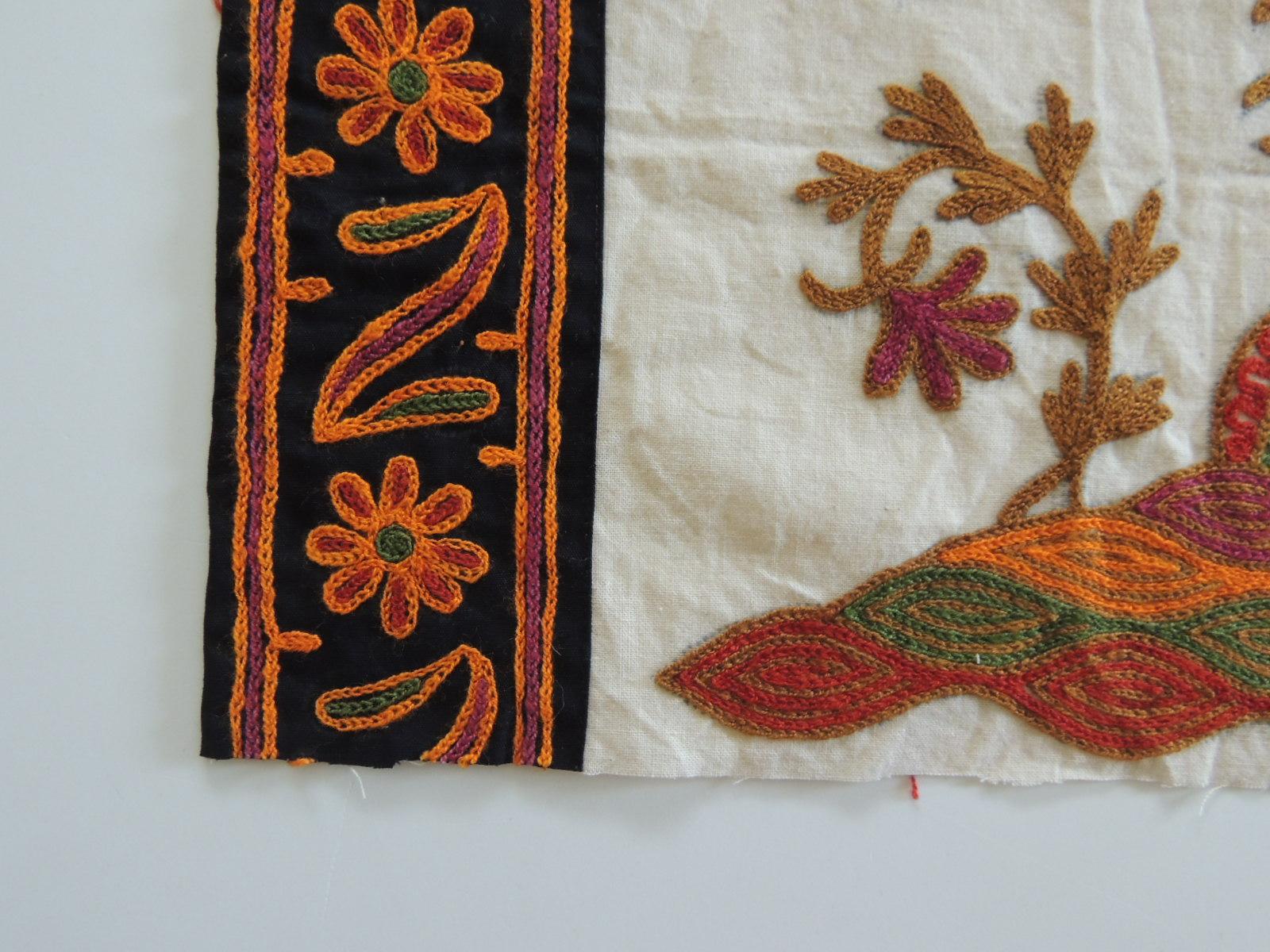 Vintage embroidered orange and green Indian textile
In shades of orange, green, red, black and natural.
Size: 18.5