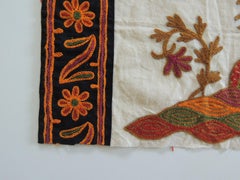 Vintage Embroidered Orange and Green Indian Textile