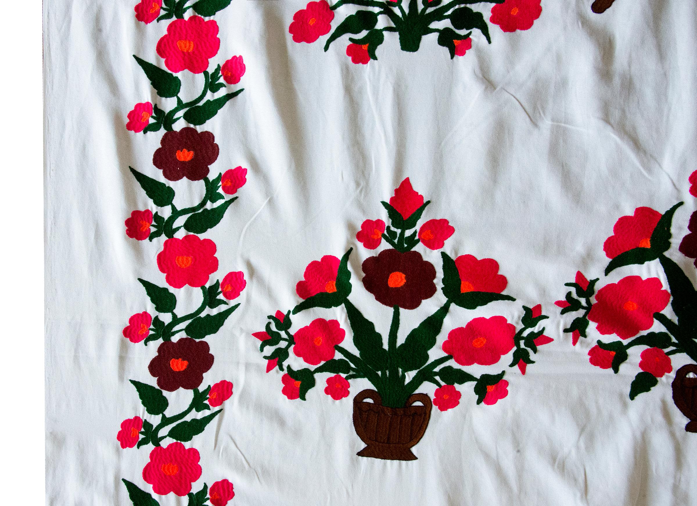 Vintage bestickt Suzani Textil (Baumwolle) im Angebot