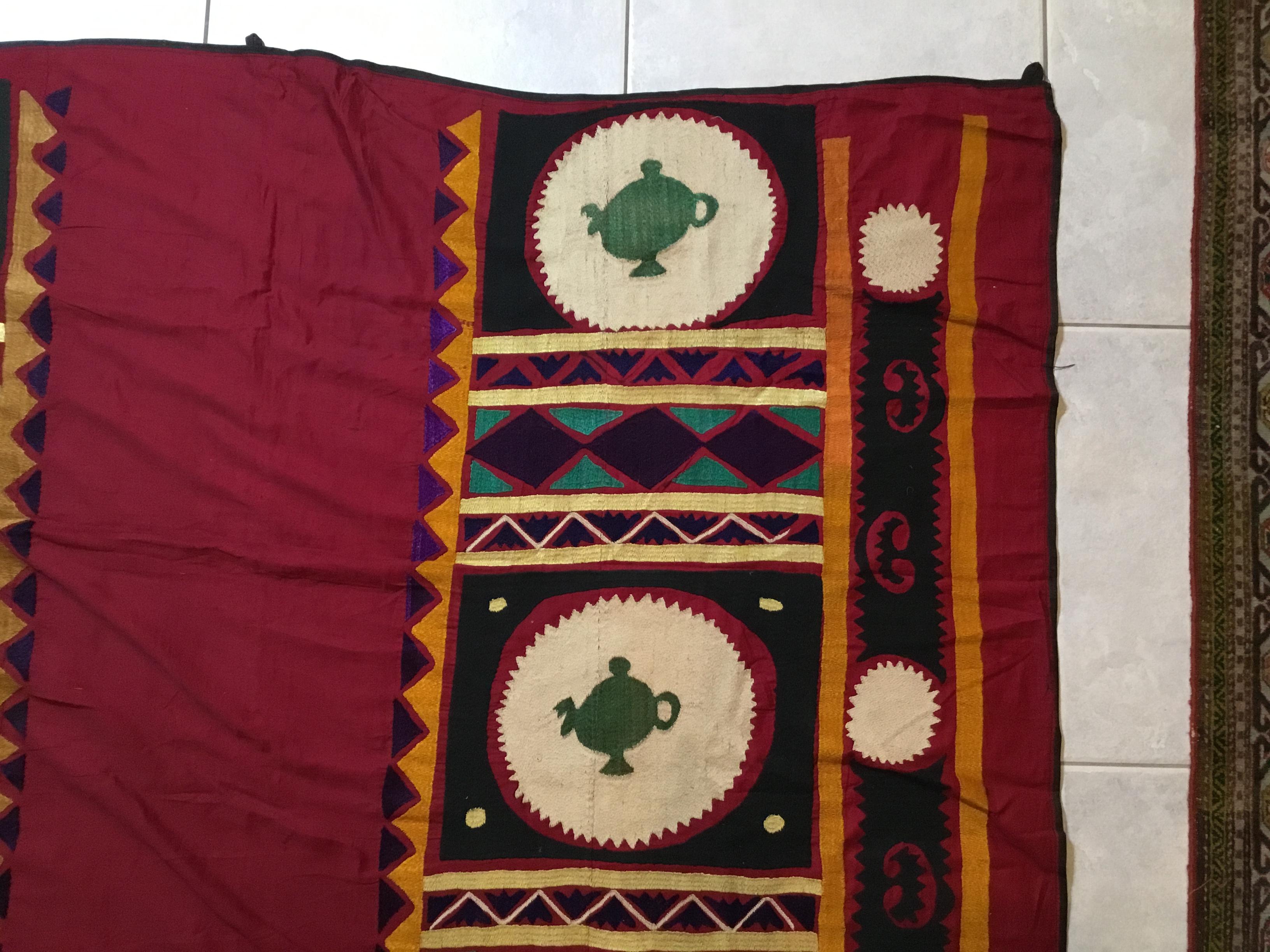 Cotton Vintage Embroidered Suzani Textile For Sale