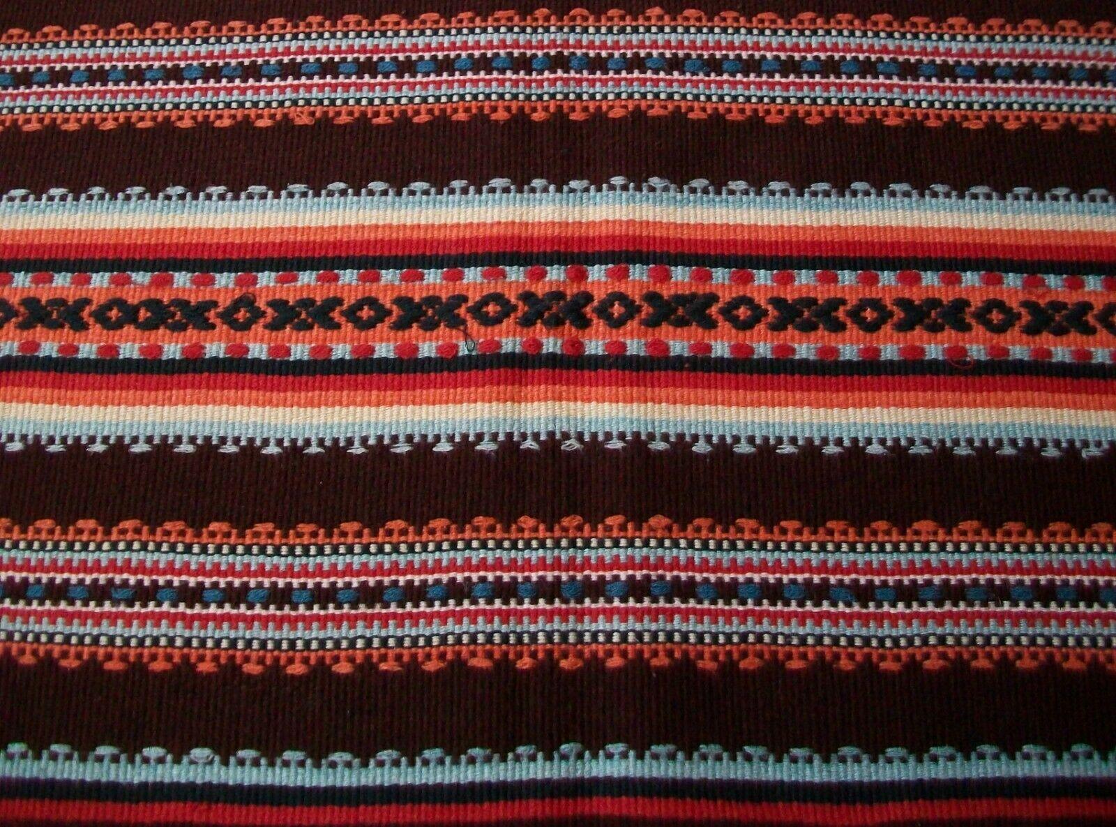 Mexican Vintage Embroidered Wool Serape Blanket or Rug, Mexico, C.1970's