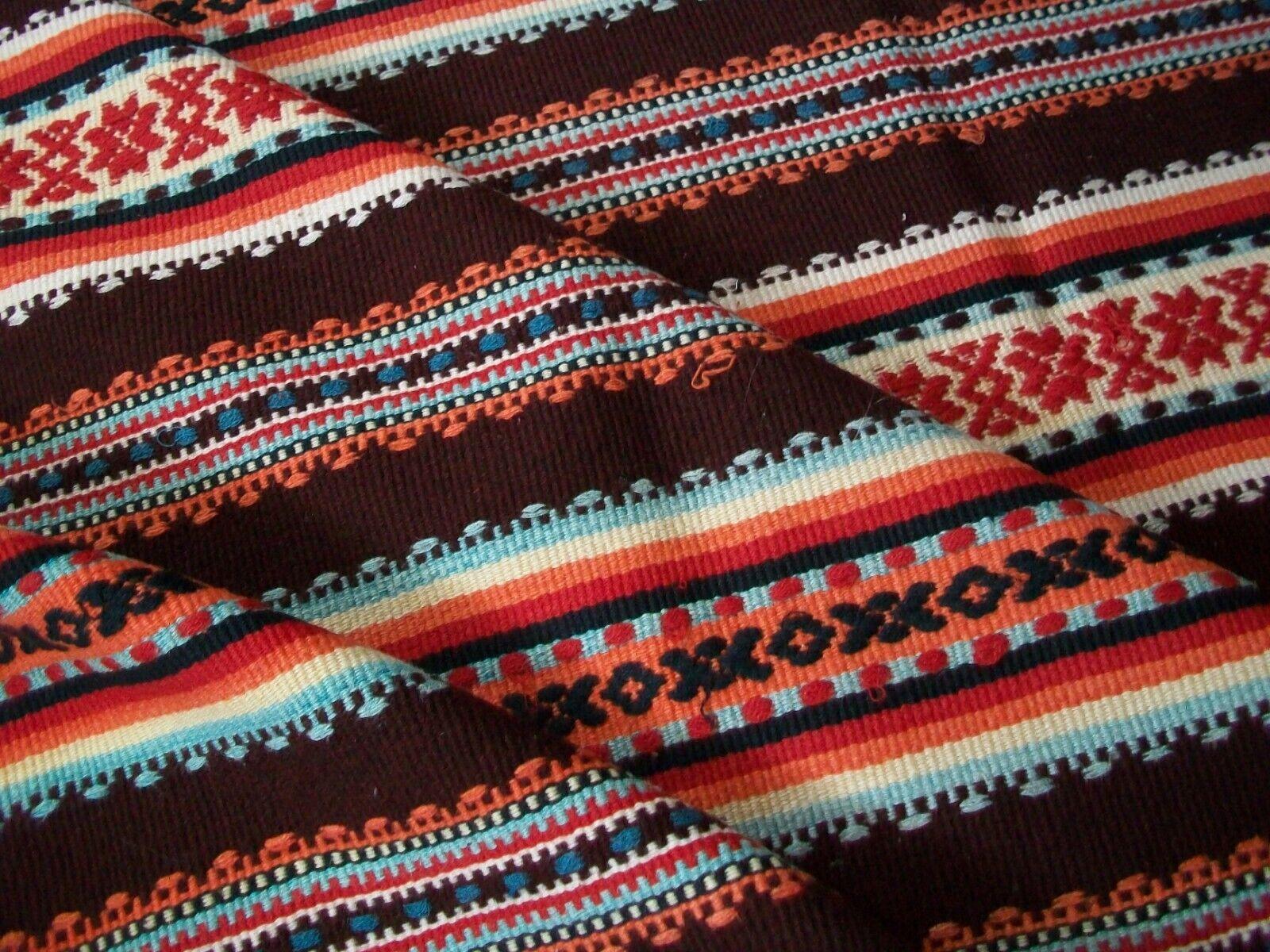 Hand-Woven Vintage Embroidered Wool Serape Blanket or Rug, Mexico, C.1970's