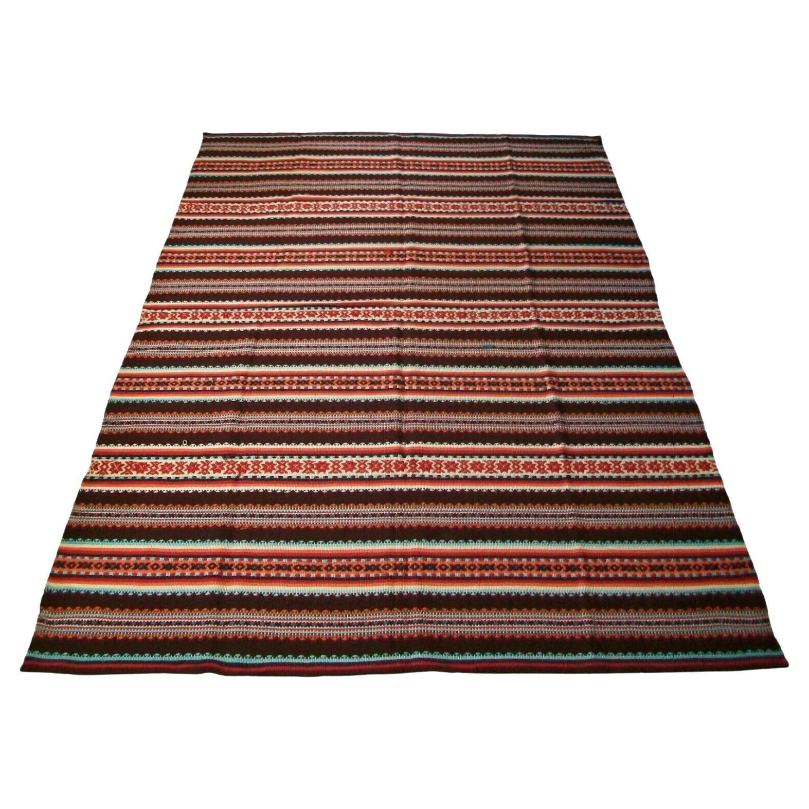 Vintage Embroidered Wool Serape Blanket or Rug, Mexico, C.1970's