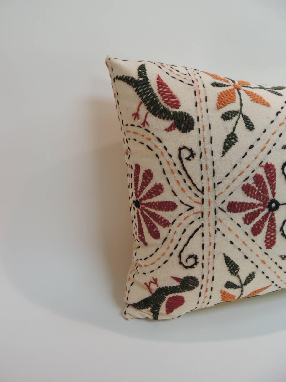 Suzani Vintage Embroidery Indian Bolster Decorative Pillow