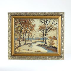 Vintage Embroidery Wall Art In A Frame, 1950s