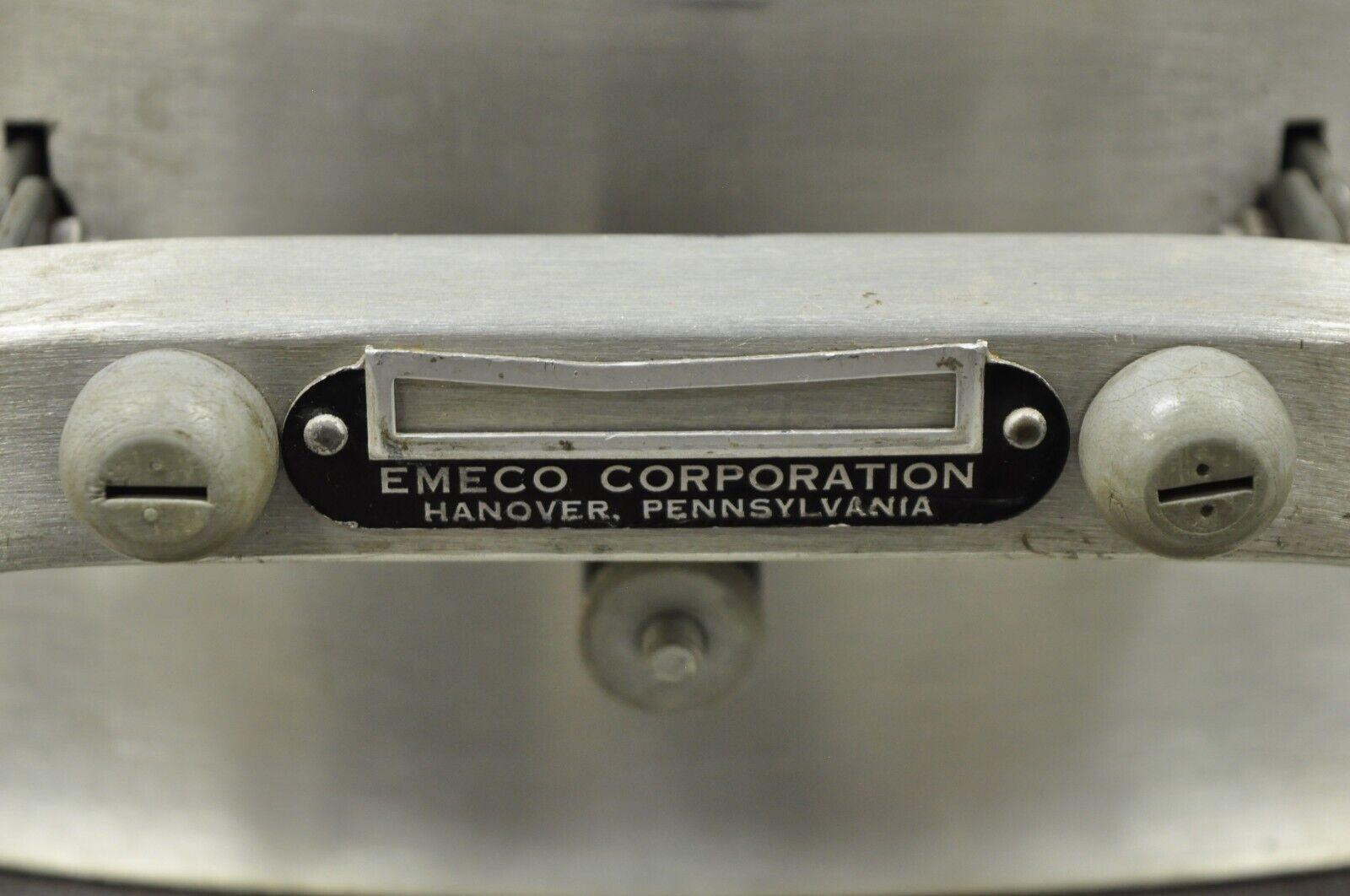 Vintage Emeco Corp Art Deco Brushed Aluminum Black Swivel Office Desk Chair For Sale 4