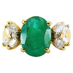 Vintage Emerald 14k Gold Diamond Ring