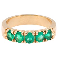 Vintage Emerald 18K Yellow Gold Half Eternity Band