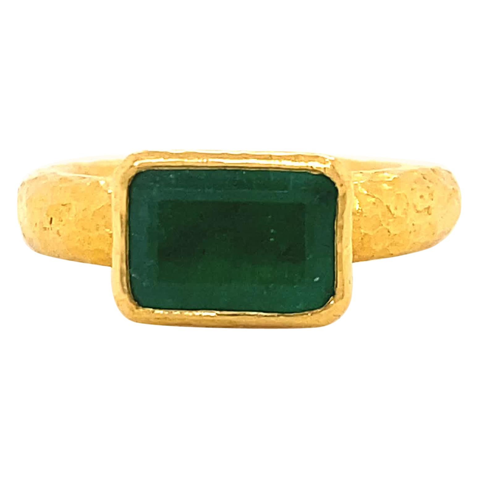 Vintage Emerald 22 Karat Gold Solitaire Ring