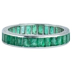 Vintage Emerald and 18 Carat White Gold Eternity Band