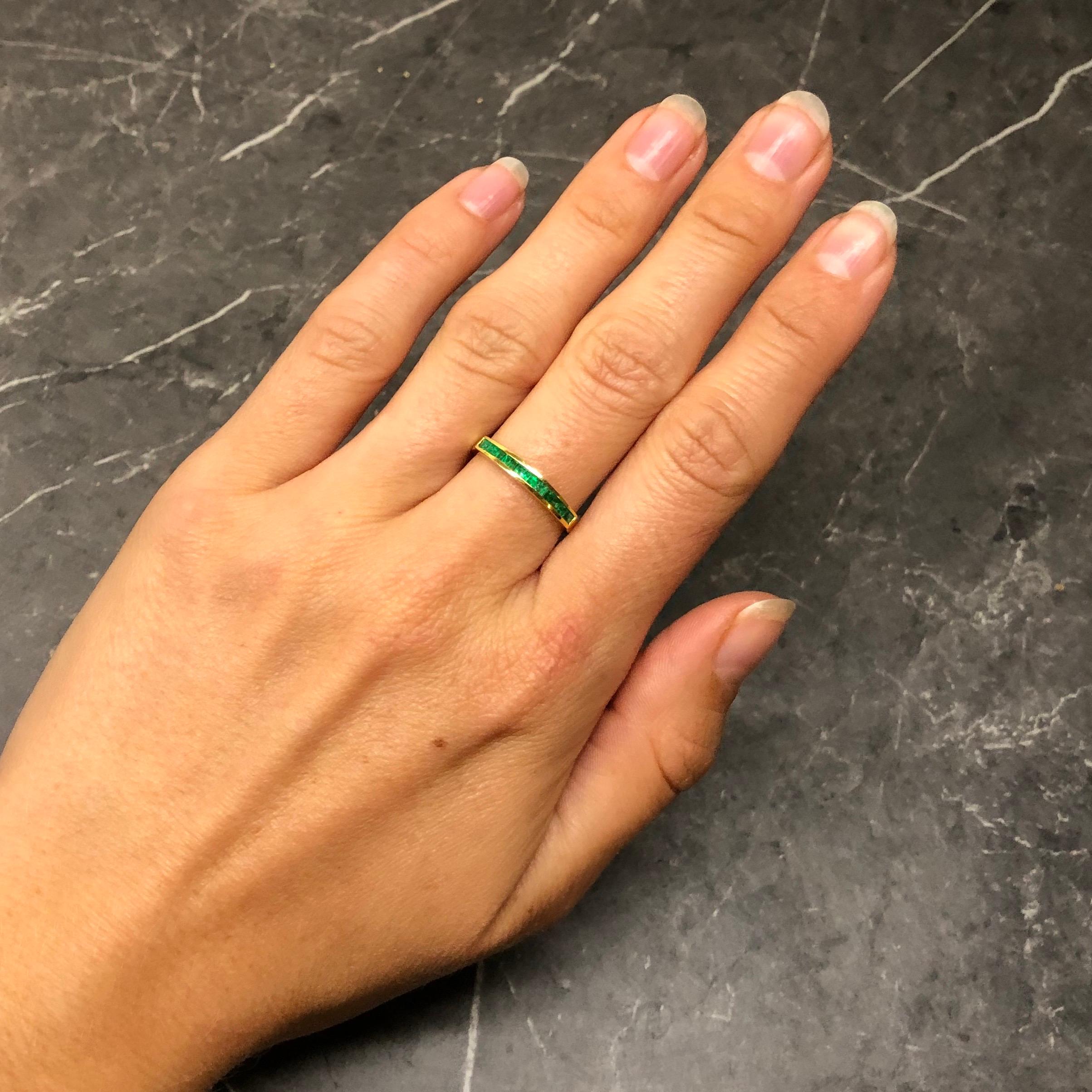 Women's Vintage Emerald and 9 Carat Gold Half Eternity Band