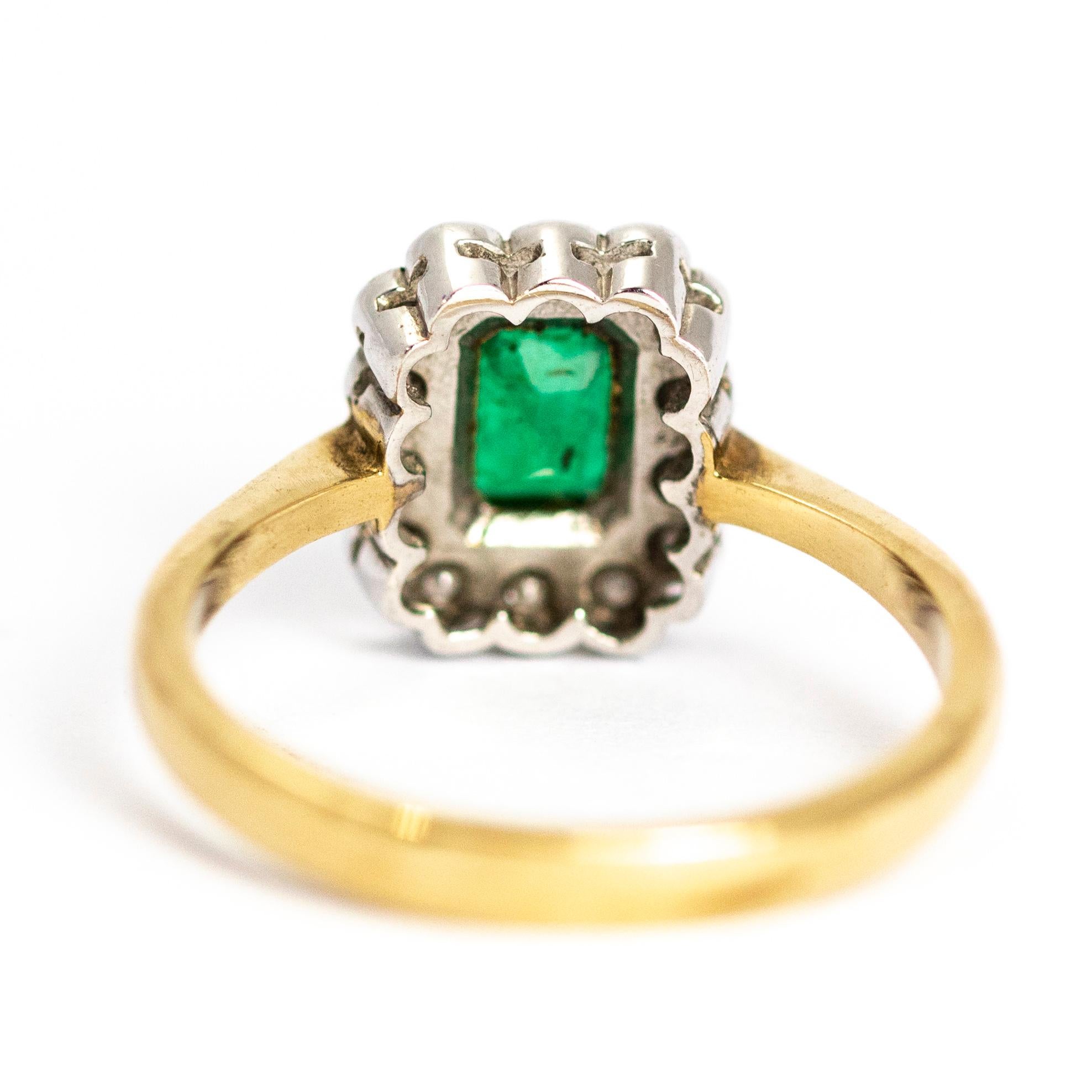 Modern Vintage Emerald and 9 Carat Gold Ring