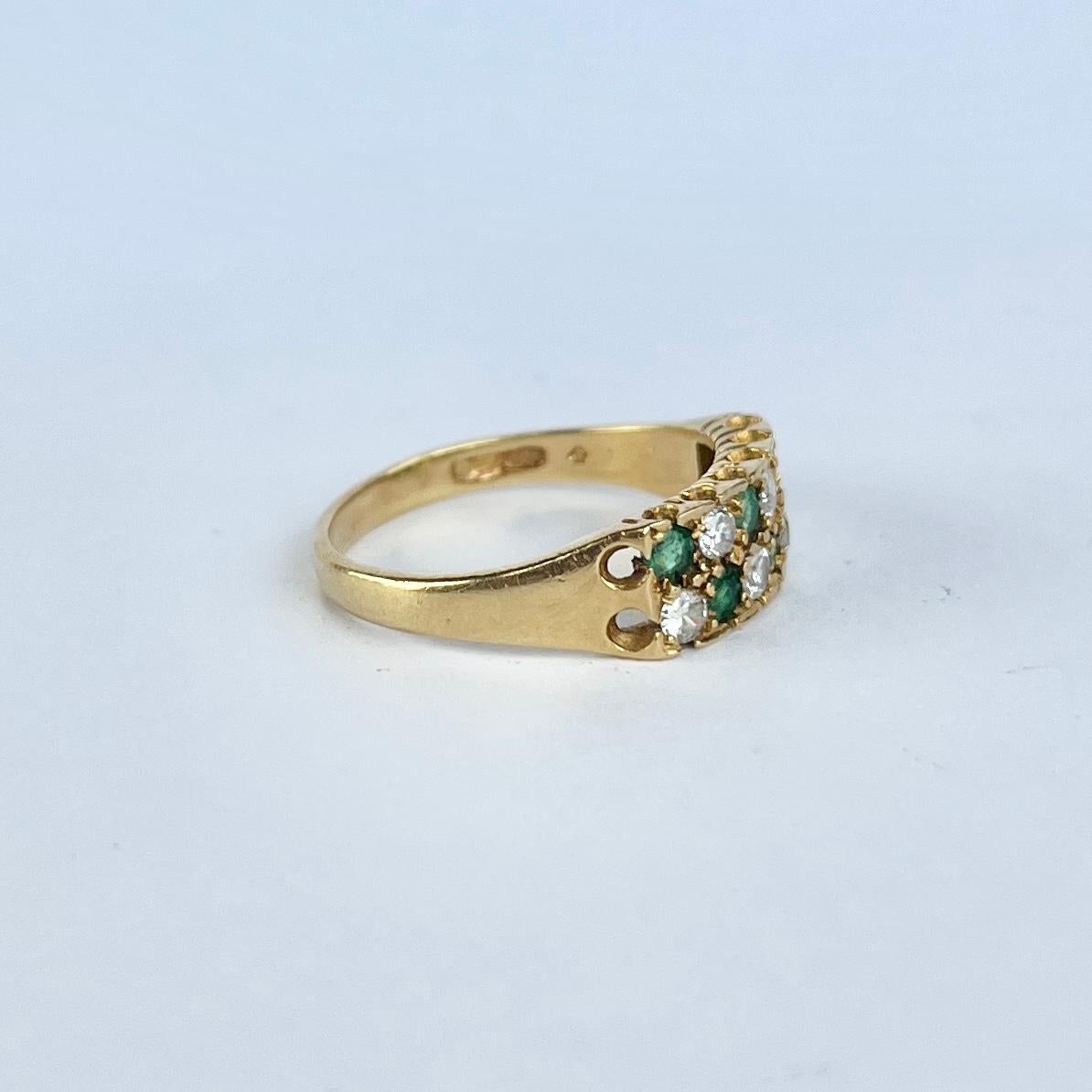 Vintage Emerald and Diamond 18 Carat Gold Band 1