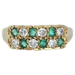 Vintage Emerald and Diamond 18 Carat Gold Band
