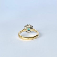 Vintage Emerald and Diamond 18 Carat Gold Cluster Ring