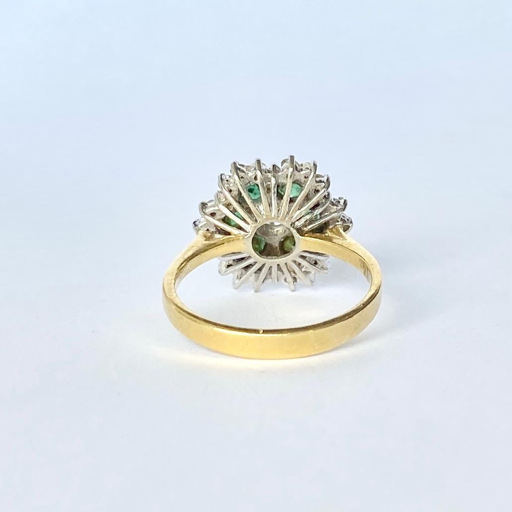 vintage emerald and diamond cluster ring