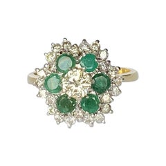 Vintage Emerald and Diamond 18 Carat Gold Cluster Ring