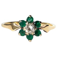 Vintage Emerald and Diamond 18 Carat Gold Cluster Ring