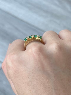 Vintage Emerald and Diamond 18 Carat Gold Four Stone Ring