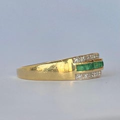 Vintage Emerald and Diamond 18 Carat Gold Half Eternity Band