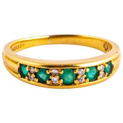 Retro Emerald and Diamond 18 Carat Gold Half Eternity Band