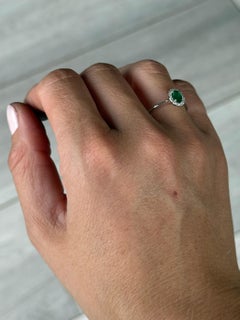 Vintage Emerald and Diamond 18 Carat White Gold Cluster Ring