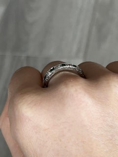 Vintage Emerald and Diamond 18 Carat White Gold Half Eternity Band