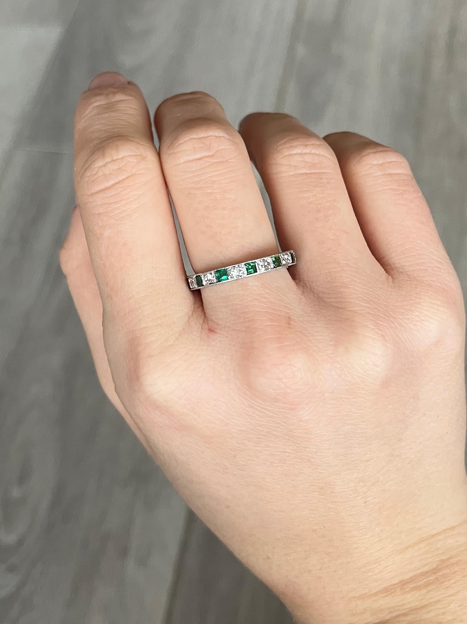 vintage emerald and diamond eternity ring