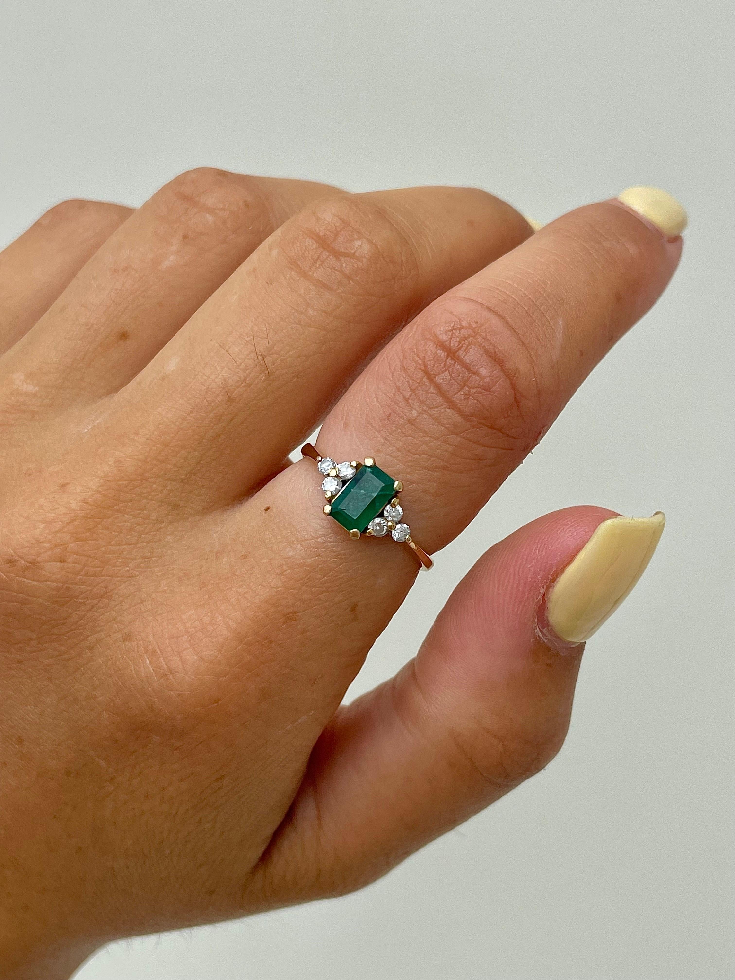 Vintage Smaragd und Diamant 18ct Gelbgold Ring 1