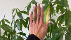Vintage Emerald and Diamond 18k Yellow Gold Tubogas Ring