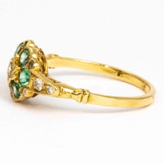 Vintage Emerald and Diamond 9 Carat Gold Cluster Ring