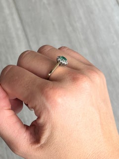 Vintage Emerald and Diamond 9 Carat Gold Cluster Ring