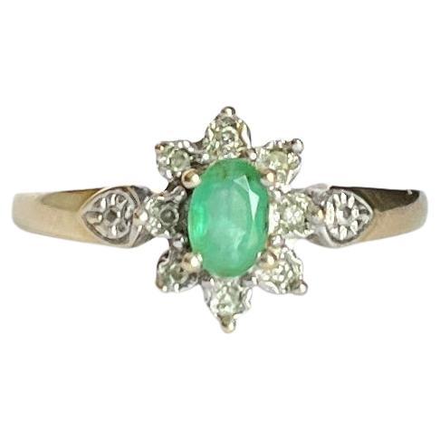 6.10 Carat Emerald and Diamond Cluster Ring at 1stDibs