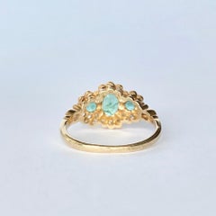 Vintage Emerald and Diamond 9 Carat Gold Triple Cluster Ring