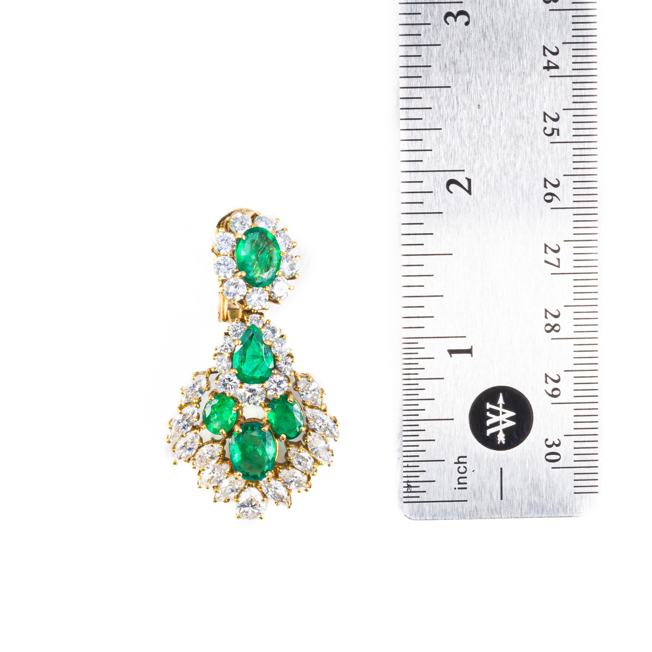 Pendientes araña vintage de esmeraldas y diamantes Retro en venta