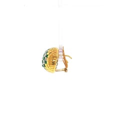 Vintage Emerald and Diamond Checkerboard Gold Earrings