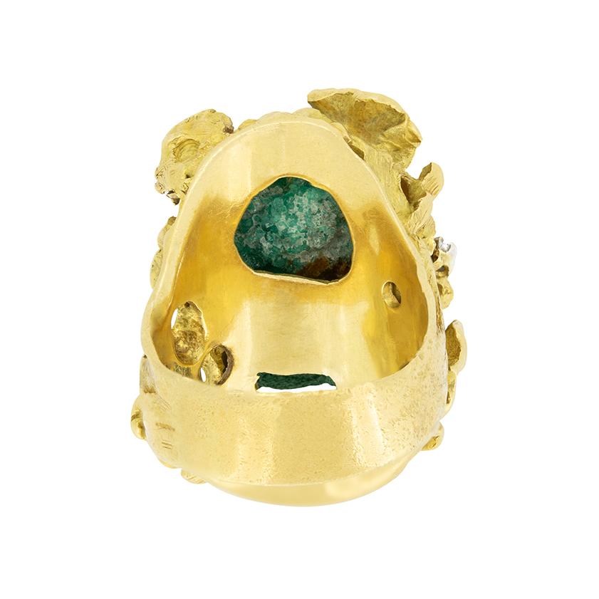 Vintage-Cocktailring mit Smaragd und Diamant, 1960er Jahre im Zustand „Gut“ im Angebot in London, GB