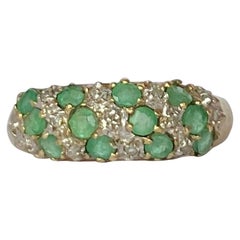 Vintage Emerald and Diamond Encrusted 9 Carat Gold Band