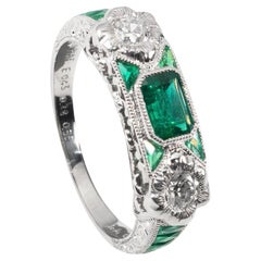 Vintage Emerald and Diamond Engagement Ring (ca.1980).