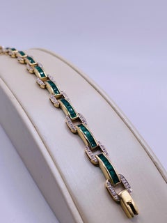 Vintage Emerald and Diamond Fancy Link Bracelet
