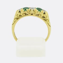 Vintage Emerald and Diamond Five Stone Ring