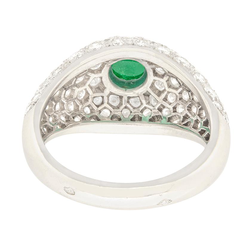 Vintage Emerald and Diamond French Bombe Ring, circa 1950s In Good Condition In London, GB
