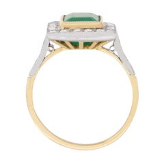 Vintage Emerald and Diamond Halo Ring, circa 1950s